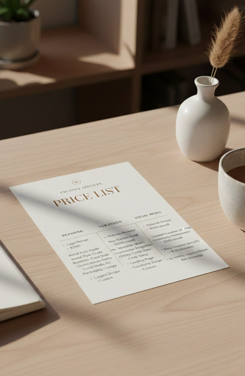 Design een prijzenlijst voor je onderneming
